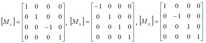 Матрица отражения относительно плоскостей xy, yz и zx
