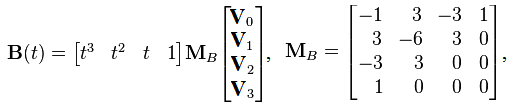Уравнение кубического сплайна Безье в матричной форме