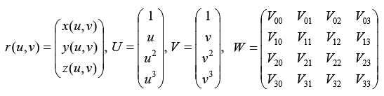 Матрицы уравнения бикубической B-сплайновой поверхности