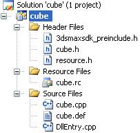Дерево решения проекта 3ds Max SDK-плагина Cube