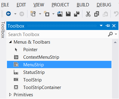  menuStrip  Toolbox